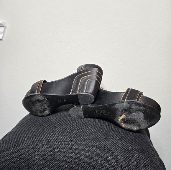 Tory Burch Black and Gold Wedges - Picture 5 of 5